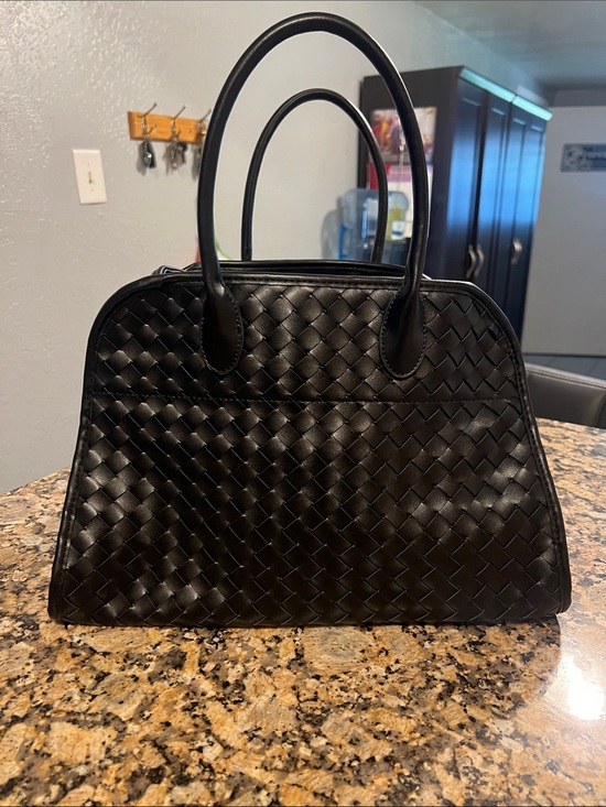 Urban Expressions Handbags - Urban Expressions Black Woven Satchel Tote